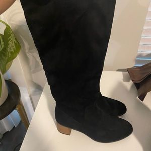 Stretchy black over the knee boots, suede, NWT size 11 wide calf